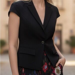 bebe Black Blazer with Floral Accents